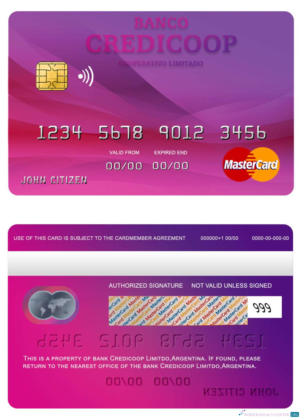 Download Argentina bank Credicoop mastercard Photoshop template